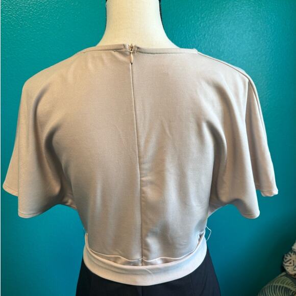 Grace Karin Taupe & Black Short Sleeve Midi Dress Women's Large - Picture 7 of 9